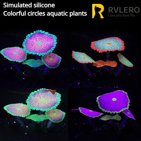 सिमुलेशन कोरल चमकदार पानी घास एक्वेरियम मछली टैंक परिदृश्य सजावट सिलिकॉन रंगीन सर्कल जलीय संयंत्र घर सजावट 10 best sales मछली टैंक के पौधे - №8