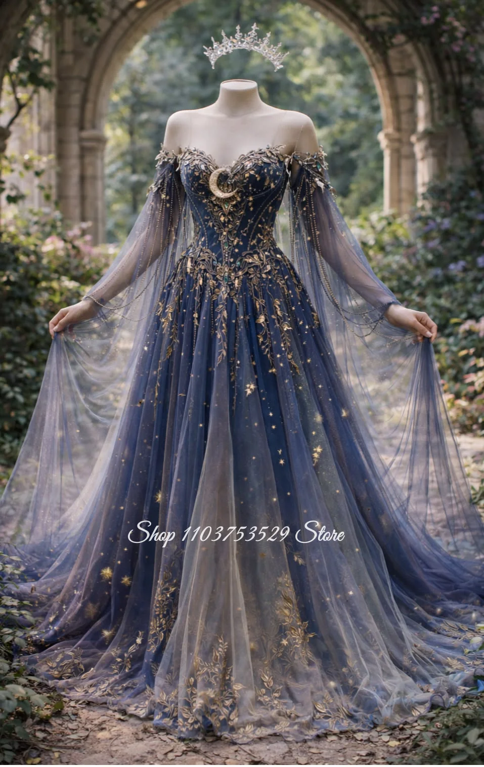Maßgeschneidertes Schulterfreies Perlenbesetztes Hochzeitskleid Luxuriös Verziertes Sternenhimmel-Brautkleid Festliches Ballkleid für Besondere Anlässe
