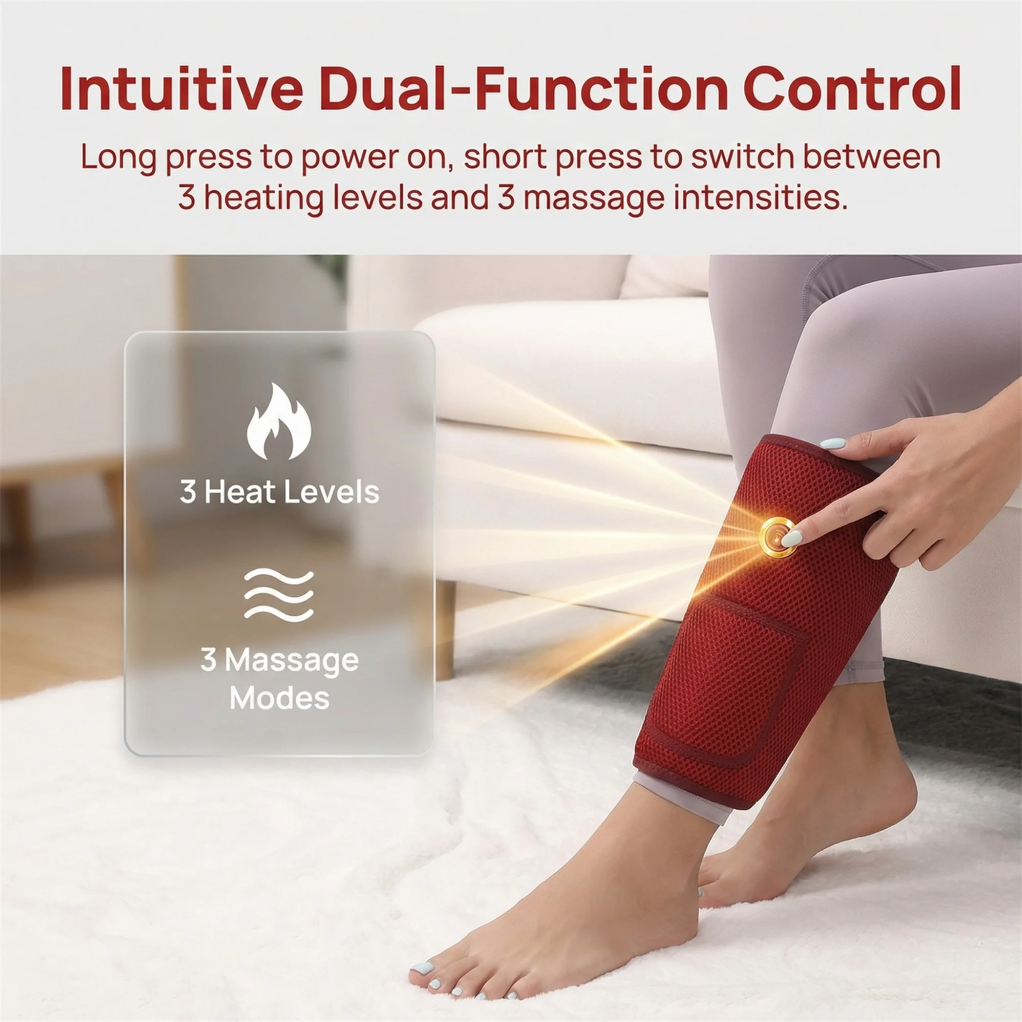 Electric Calf Massager with Heating Kneading Leg Massager for Blood Circulation Muscle Relaxation Timed temperature control