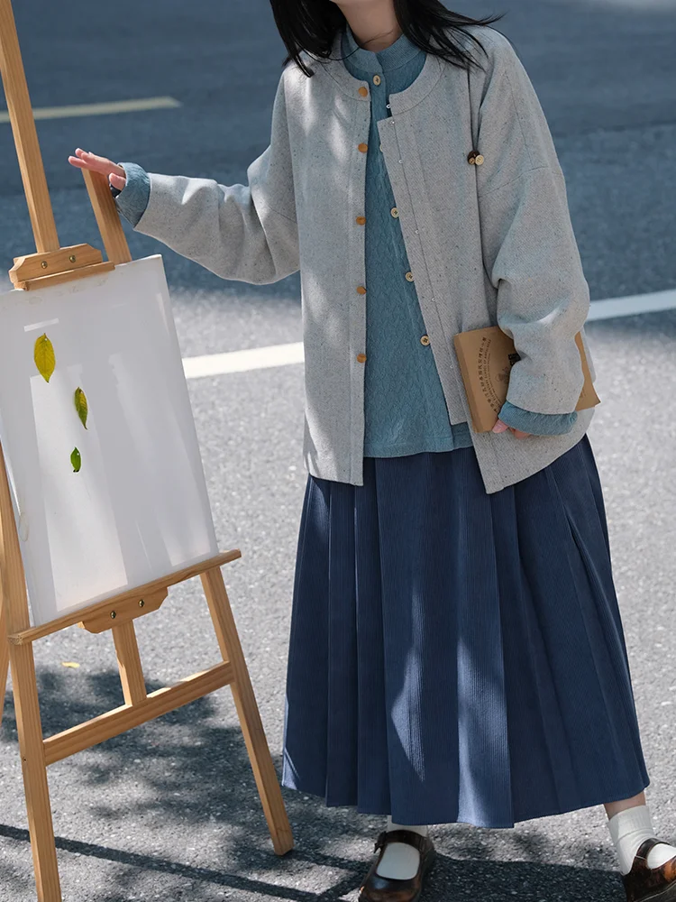 

Xiaoma And Fi Winter Wool Blend Bow Bag Sve Woolen Coat Elastic Skirt Hanfu Autumn Winter Women's Faion Outerwear