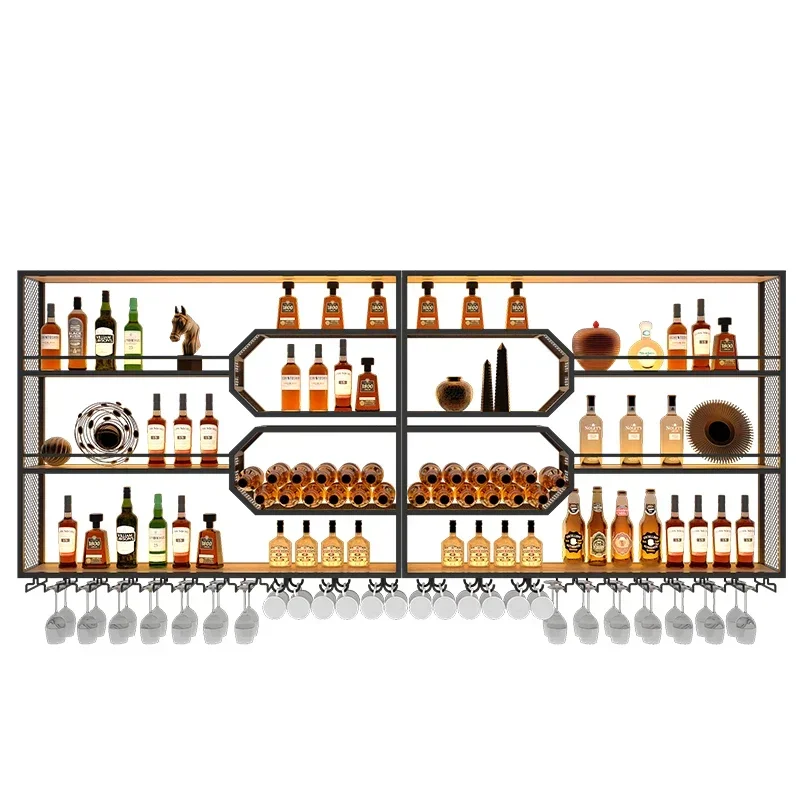 Customized bar, bar, wine rack, restaurant wall mounted wine cabinet display rack, hanging wall red wine rack, storage