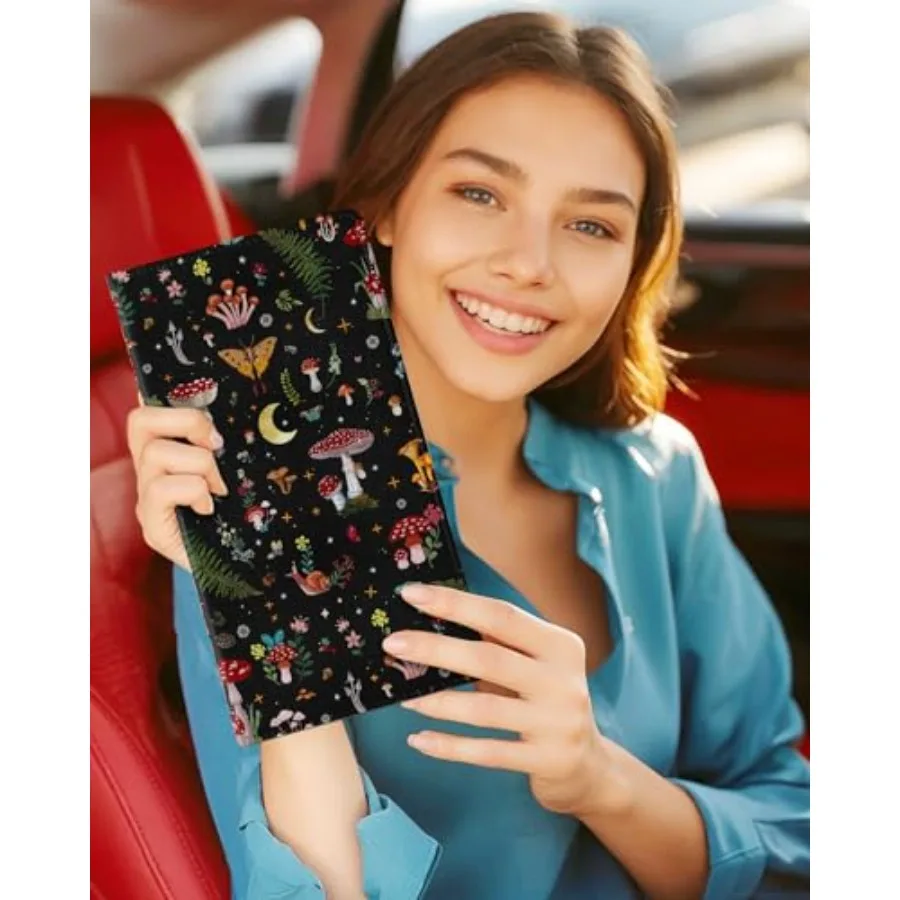 Car Registration and Insurance Holder - Mushroom Vehicle Glove Box Organizer Women with Magnetic Shut Leather Automobile Licens - view 6