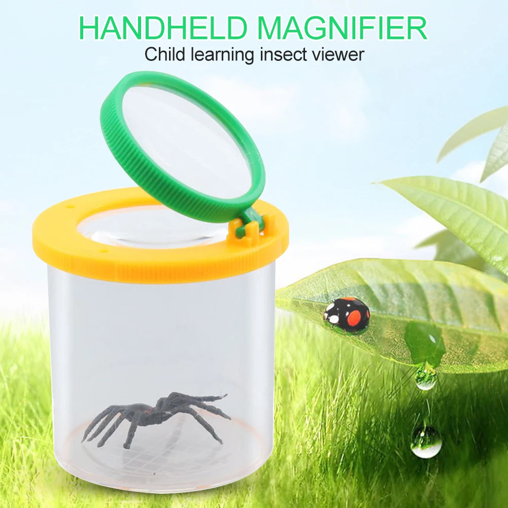 Kids Insect Observation Box 3X 6X Magnifying Glass Children Crawlers Animal Spider Insect Box for Science Nature Exploration