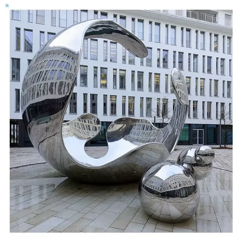 Large Abstract Stainless Steel Outdoor Sculpture Modern Art Statue for Garden Yard Patio Decor Weather Resistant Metal