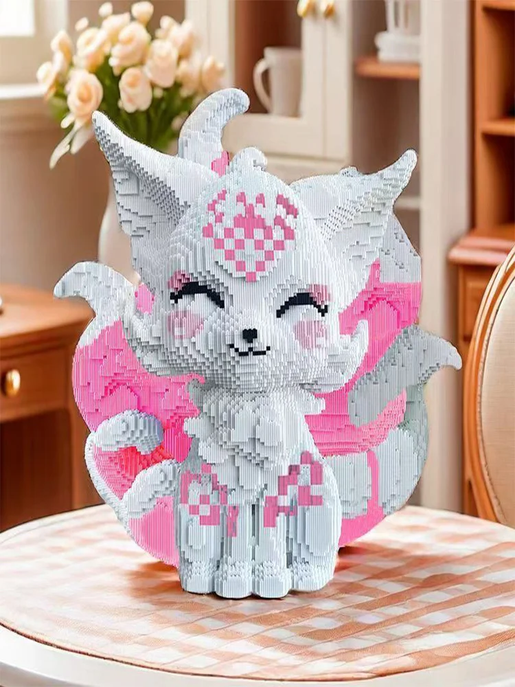 5648-delige girly roze bouwsteenpuzzel met negenstaartvos - woonkamerdecoratie cadeau, geschikt voor vrienden, klasgenoten, Valentijnsdag en Kerstmis - afbeelding 2