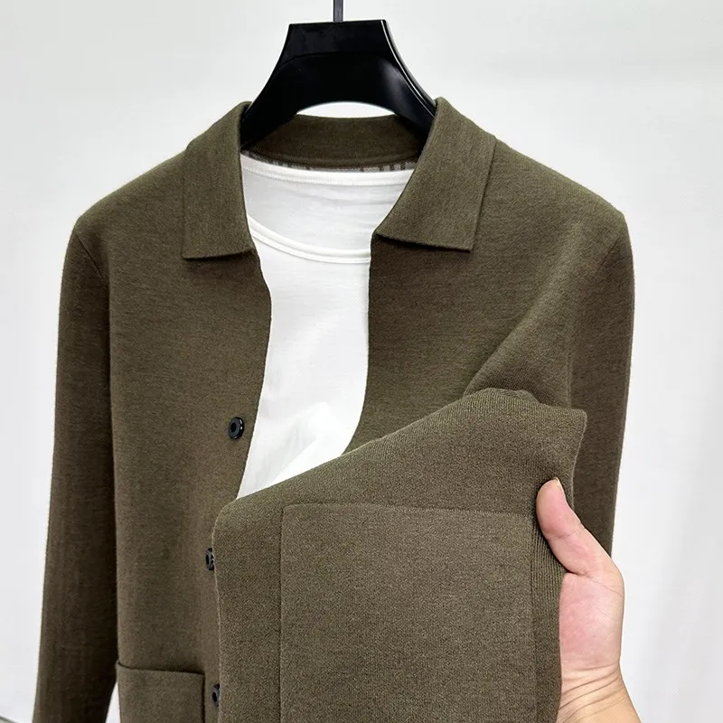 High Quali Knitted Cardigan Men's Casual Pure Color ket Design Autumn Winter Faion Urban Sle Sweater Coat Outerwear