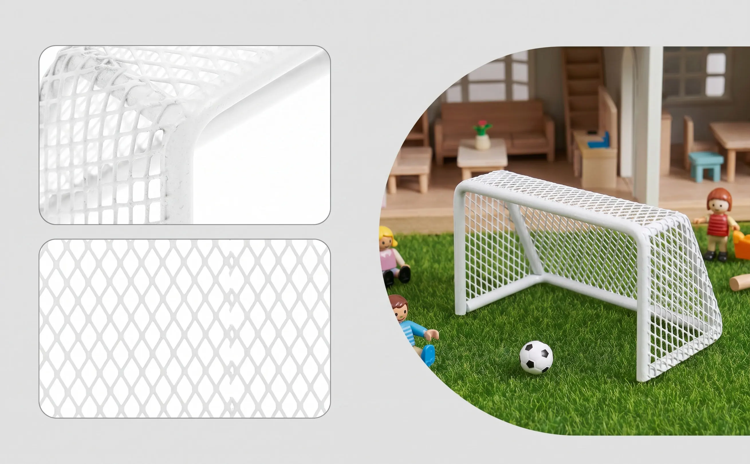 Mini Soccer Goal for Dollhouse Miniature Sports Decor Indoor Outdoor Use Educational Motor Skills Development Team Play Tiny