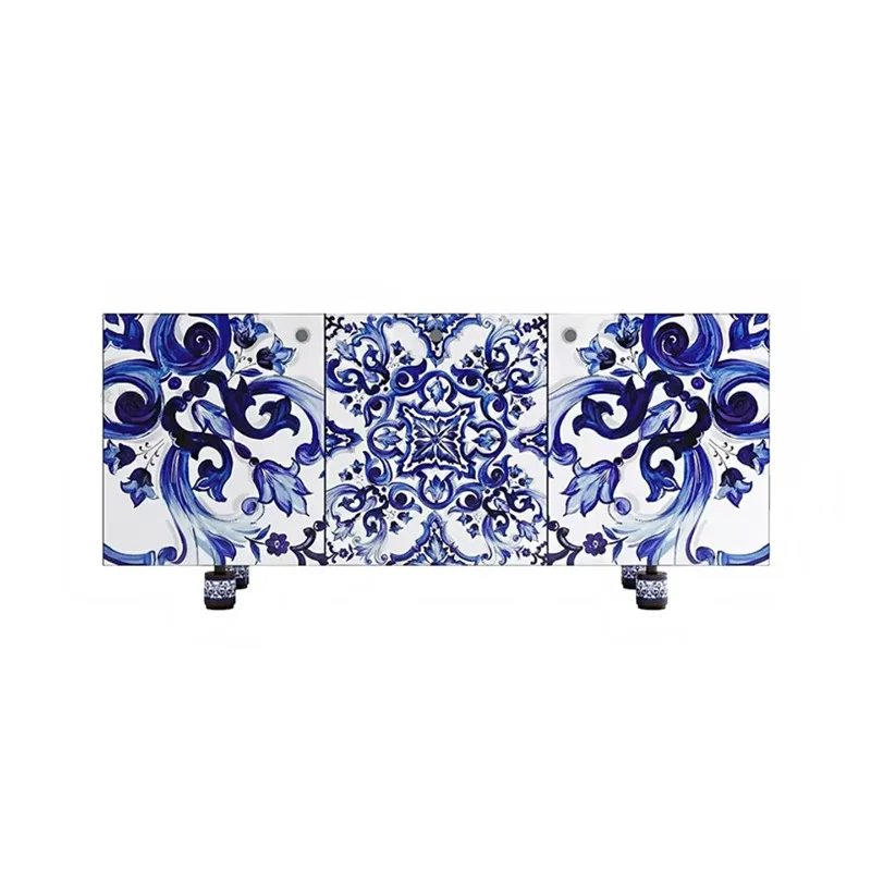Italian light luxury, painted solid wood TV cabinet, villa home high-end TV cabinet, storage cabinet
