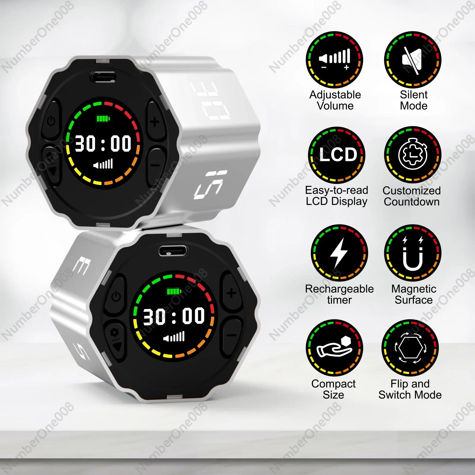 Mini Digital Kitchen Timer for Adults and Students with Magnetic Countdown Function