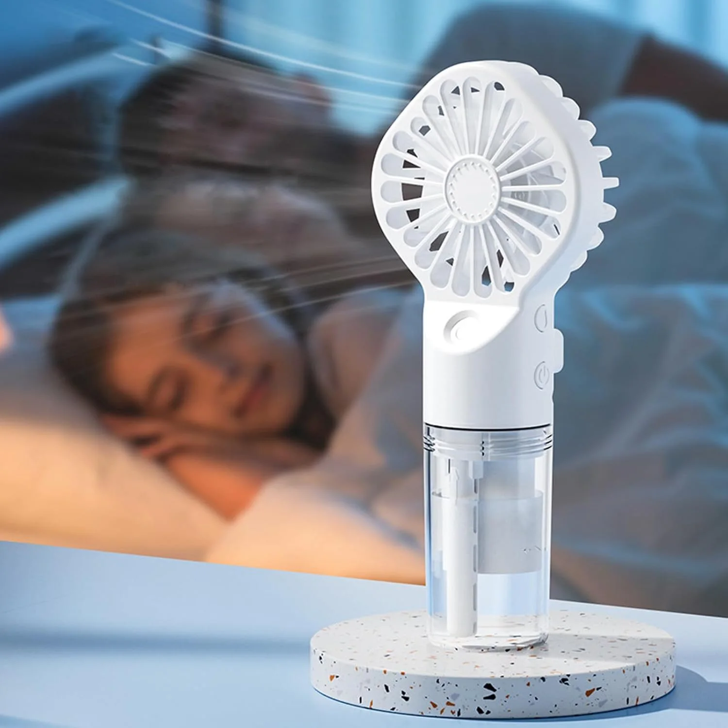 Portable Handheld Spray Fan Mini Humidifier Misting Fan 3 Speeds Powerful Wind USB Rechargeable Water Mist Fan Outdoor Small Fan view 5