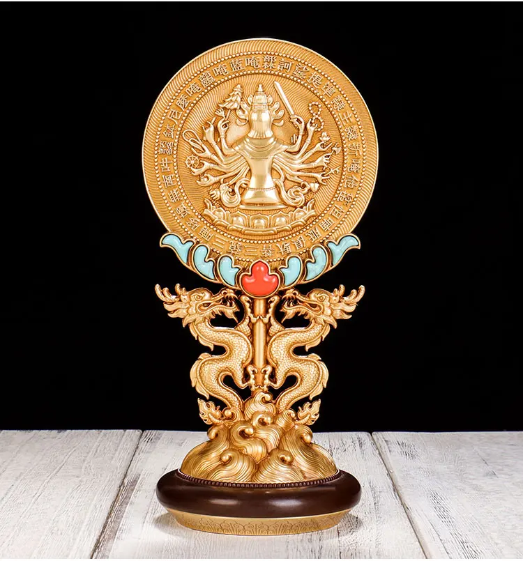 

HOME shrine altar worship exorcise evil spirits Buddhism safe protection Guanyin Buddha COPPER Dragon ZHUN TI JING Collimator
