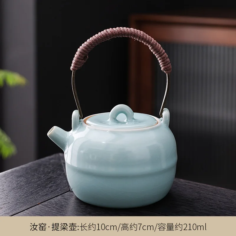 

Чайник Ru Kiln Xishi для питья и заваривания, керамическая ручка, открытый ломтик, можно поднять шарики, фильтрующее отверстие, китайский чай кунг-фу