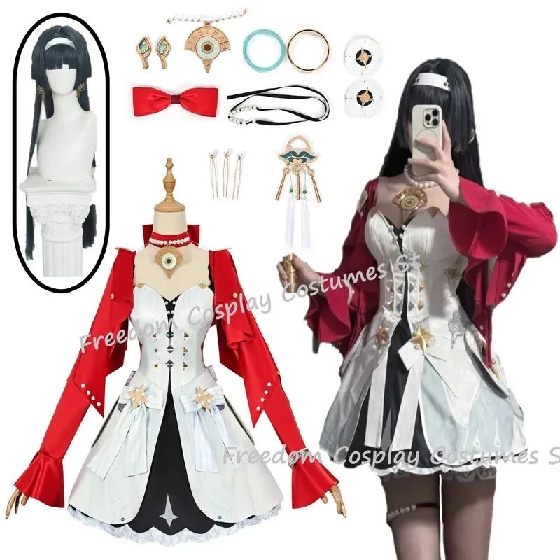 Anime Game Zenless Zone Zero Cosplay Astra Yao Costume Sexy Red Dress Uniform Wigs Earrings For Halloween Christmas Cos Suitx;2'
