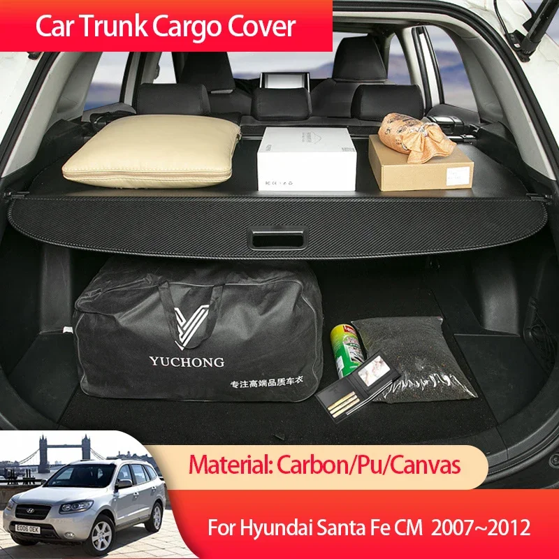 For Hyundai Santa Fe Inokom CM MK2 2th 2Gen 2007~2012 2008 Before facelift Car Trunk Cargo Cover Luggage Storage Rear Boot Tray