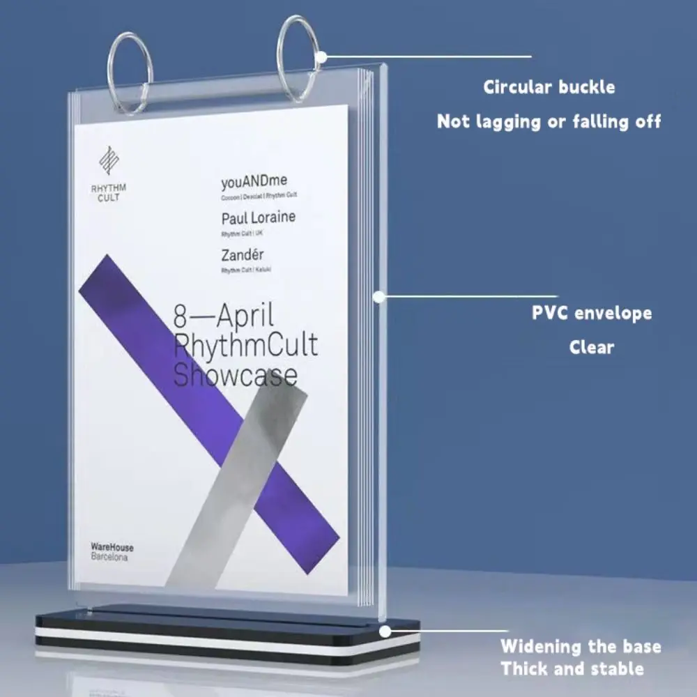 جديد الاكريليك سطح المكتب عرض موقف صفحة تحول تصميم فضفاضة ورقة حامل بطاقة بريدية A4/A5/A6 القائمة سعر التسمية رف شاشة المنزل