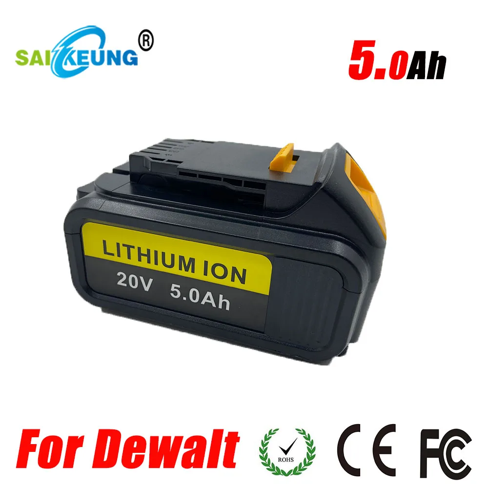 18V 20v 5Ah 6000mah Lithium Battery Is Suitable for DEWALT Power Tools  DCB200 DCB184 Dcb183 Dcb181 Rechargeable Power Tool Set