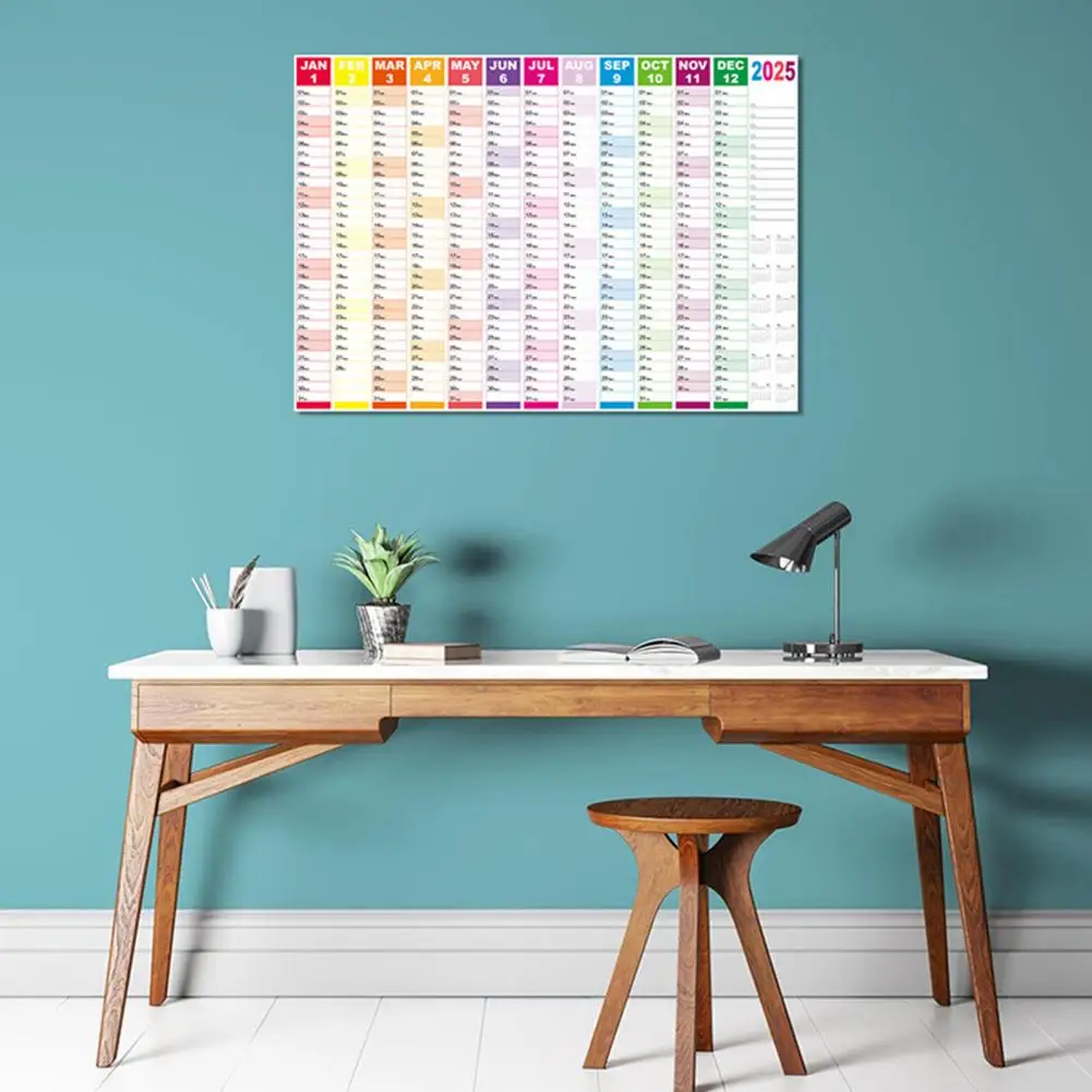 

2025 Yearly Wall Calendar Full Year Annual Wall Calendar in One Page 12 Month Planner with Stickers for Office School Supplies
