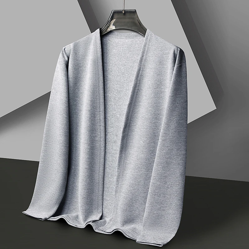 

Весенне-осенний мужской тонкий вязаный кардиган с длинными рукавами, открытая передняя шаль, пальто, свитер, свободная мужская одежда для отдыха, топы