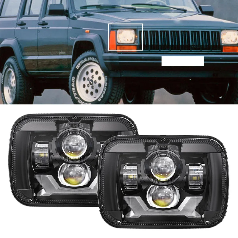 

Прямоугольная герметичная светодиодная фара 5x7 7x6 дюймов с ДХО для Jeep Wrangler YJ Cherokee XJ H6014 H6052 H6054 H4