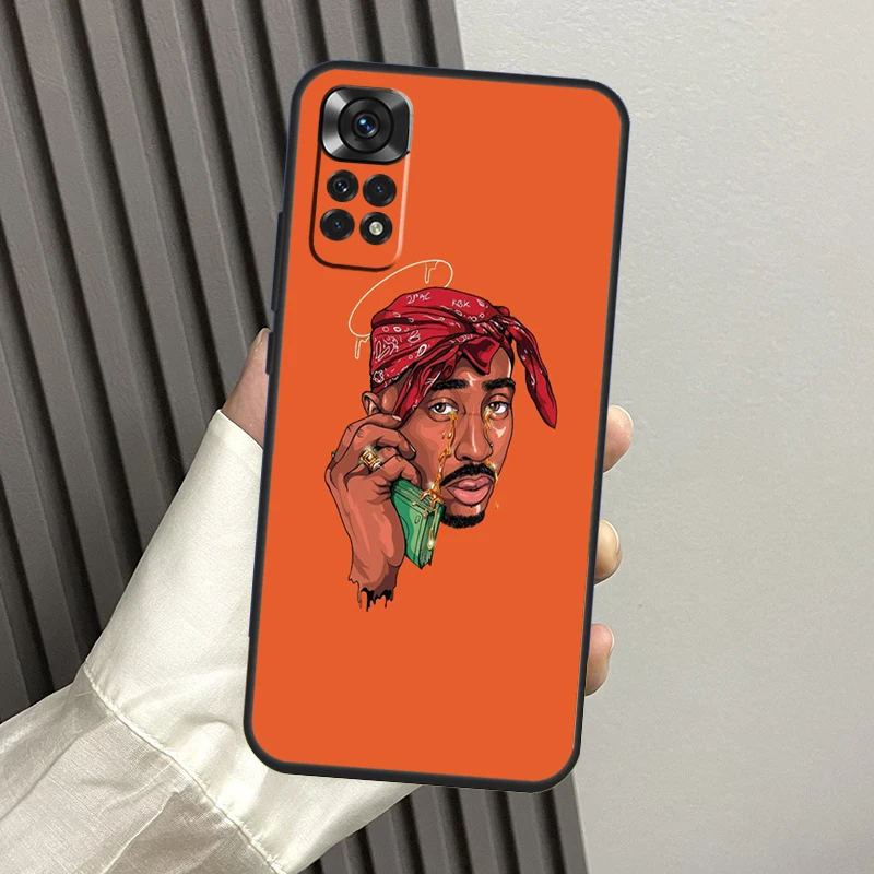 حافظة مغني الراب 2pac توباك لهاتف شاومي ريدمي نوت 14 13 12 برو 11 10 9 11S 12S ريدمي 14C 13C 15C 10C 12C 15 Funda
