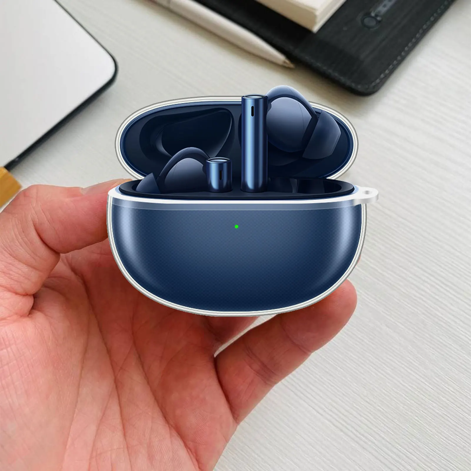 Casing Lembut Bening TPU untuk Penutup Earphone Nirkabel Realme Bud Air 3 untuk Earphone Realme Airbud 3 Cangkang Transparan Earphone dengan Gantungan Kunci