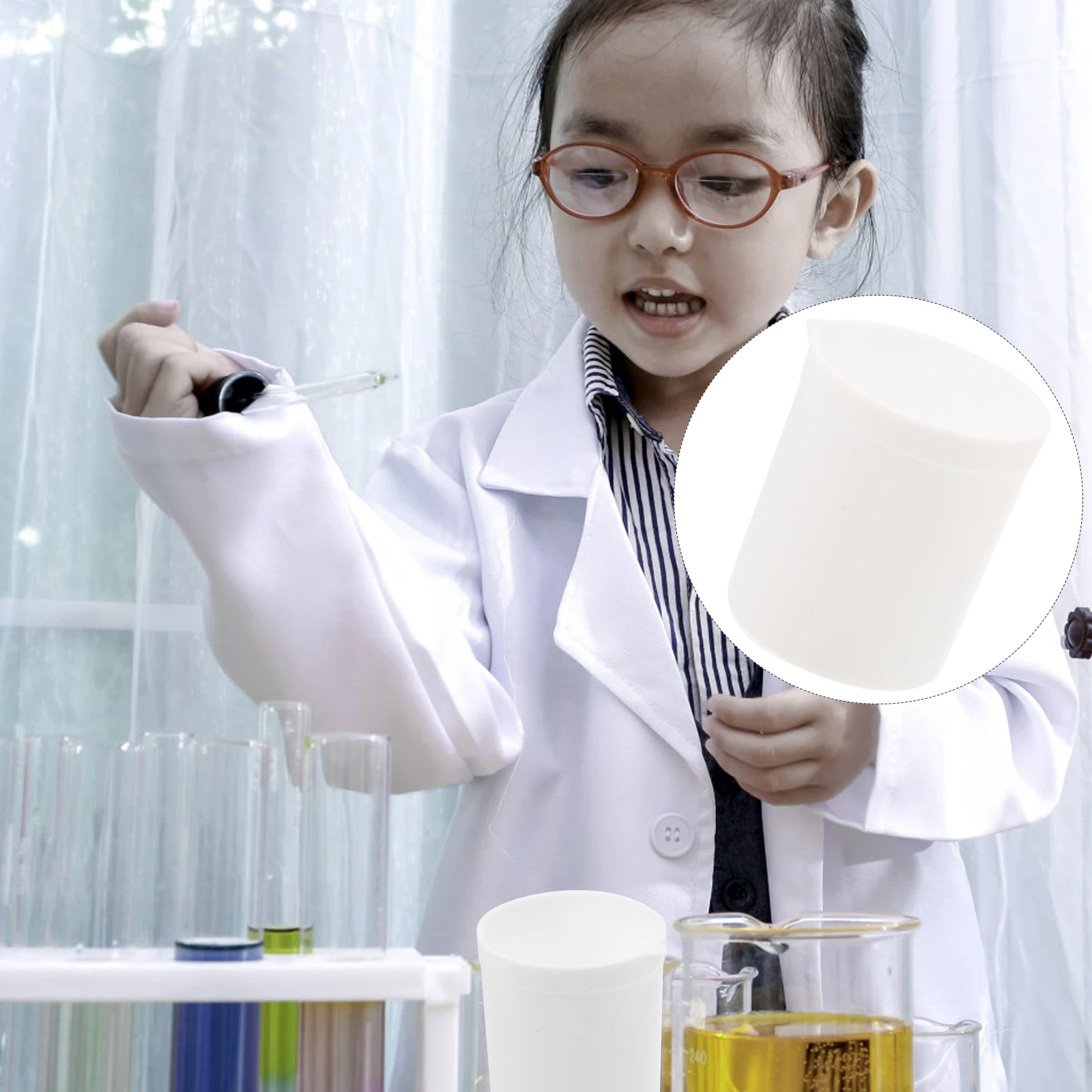 

100ml PTFE Beaker Lab Beakers Flat Bottom High Temperature Resistant Laboratory Measuring Cup for Experiments Stable