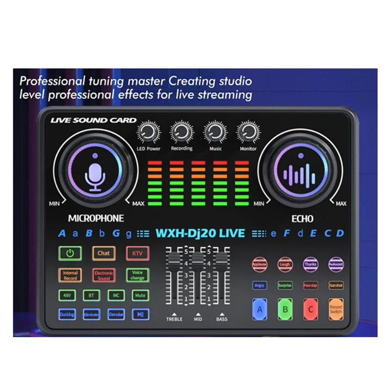 

A86Z-DJ20 Live Sound Card Equipment 48V Condenser Microphone Reverberation Noise Reduction For Cardioid Design Microphone