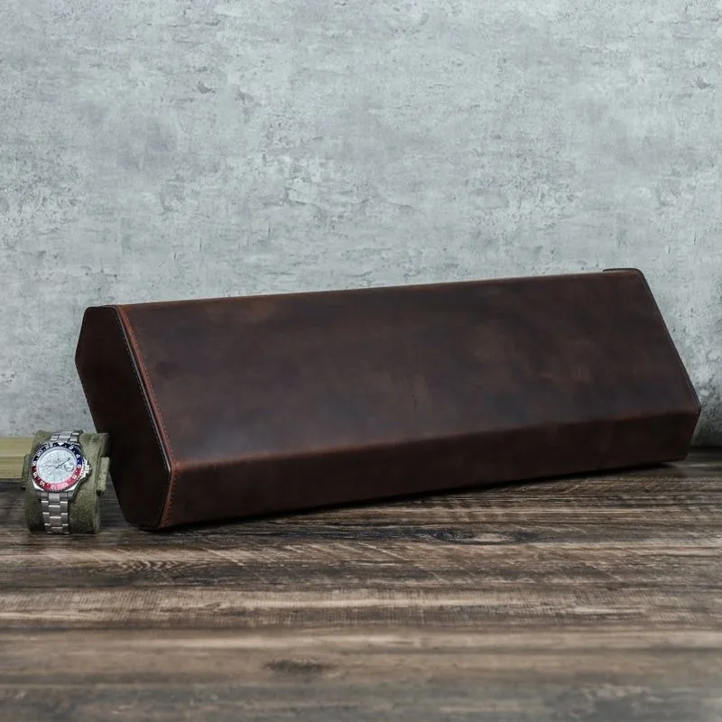 Retro Watch Box Luxury Leather Wristwatch storage Box Handmade Portable Watches Case Men Women Wristwatch Display Gift Boxes