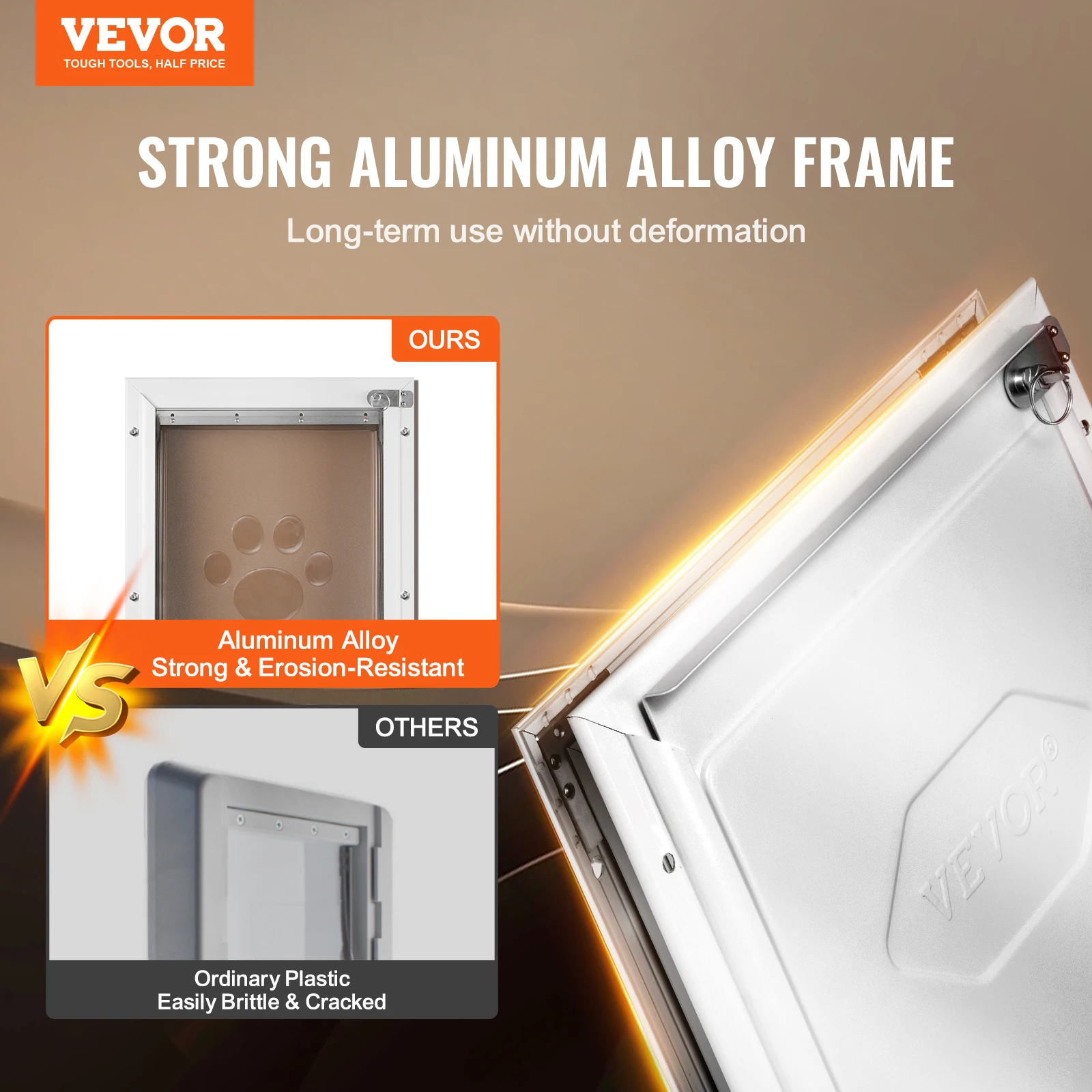 VEVOR Pet Door Aluminum Frame with Lock and Flap System Weatherproof Doggy Door Easy to Install in Interior or Exterior Doors