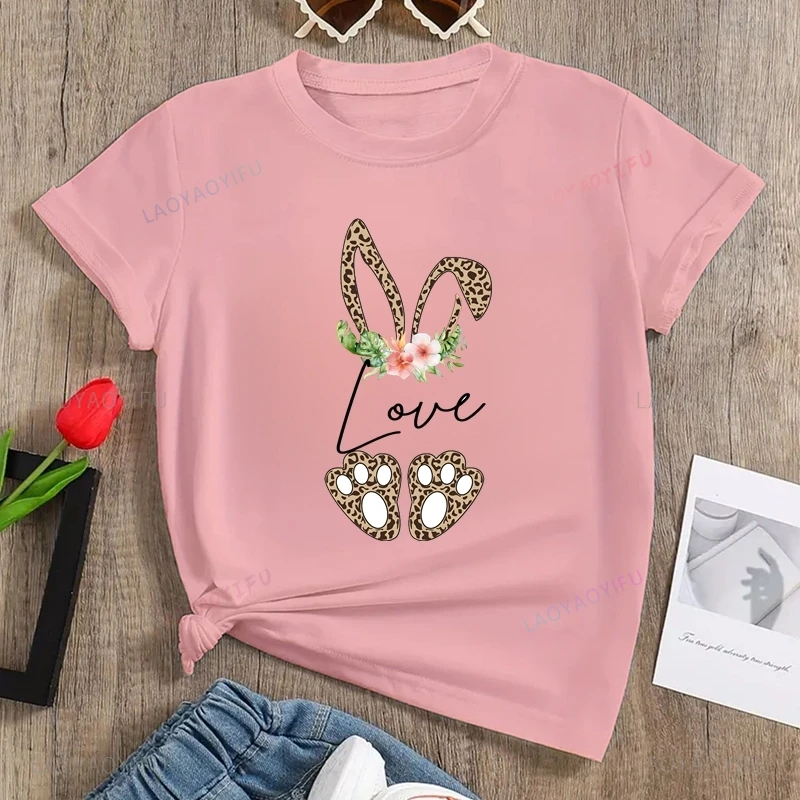 Ladies Delicate Bunny Flower Graphic Print Ladies Shirt, Spring and Summer Daily Shopping Top Fashion Casual Cotton T-shirt