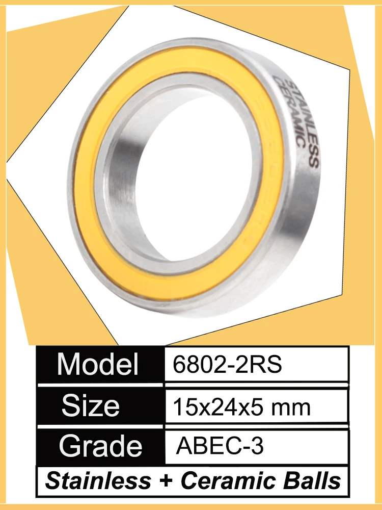 AliExpress FUSHI 6802-2RS Stainless Bearing 15*24*5 mm ( 1 PC ) ABEC-3 6802 RS Bicycle Hub Front Rear Hubs Wheel 15 24 5 Ceramic Balls Bearings