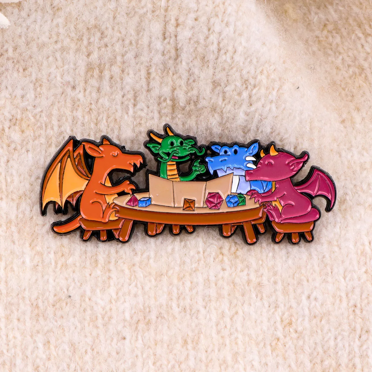 Game Dice Enamel Pin Dragon Badges on Backpack Brooches for Women Men Lapel Pins Animal Jewelry Cosplay Accessories Toys Gift