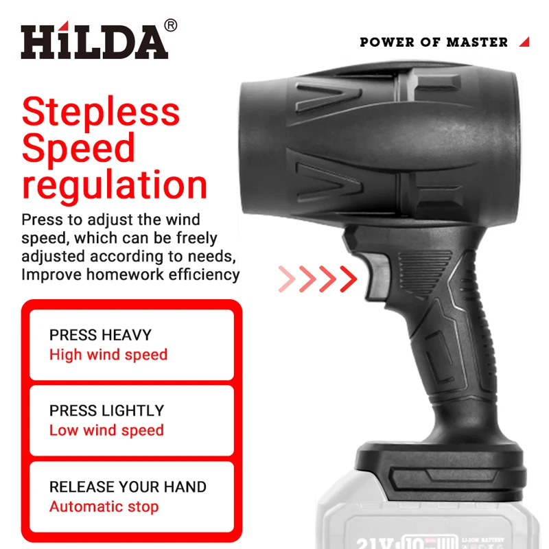 HILDA Handheld Fan 1000W Air Blower Brushless Stepless Speed Cleanner Dust Blower Electric Violent Air Gun for Makita Battery