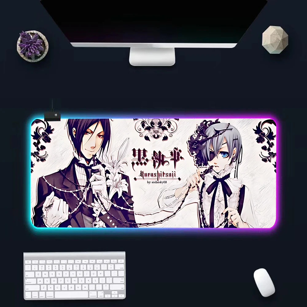 

Anime Black Butler RGB Pc Gamer Keyboard Mouse Pad Mousepad LED Glowing Mouse Mats Rubber Gaming Computer Mausepad