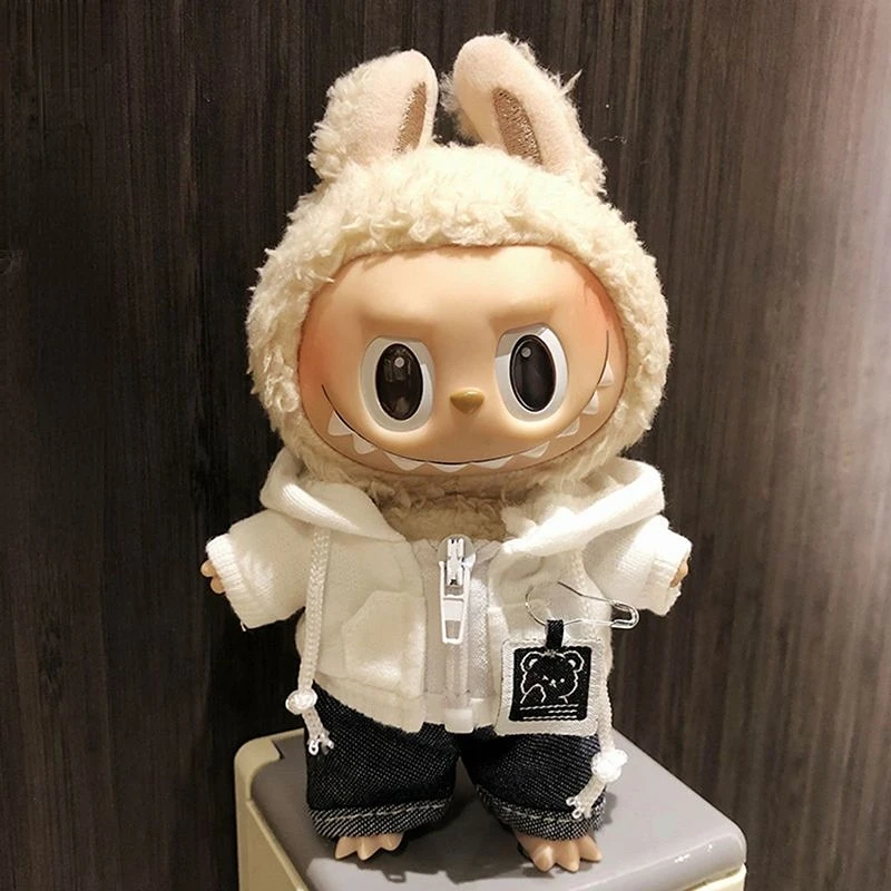 17 centimetri Labubu Vestiti Fresco Mini Peluche Con Cappuccio Idol Bambole Tuta Abbigliamento di Moda per la Corea Kpop Exo Ventole Tute e Salopette Accessori