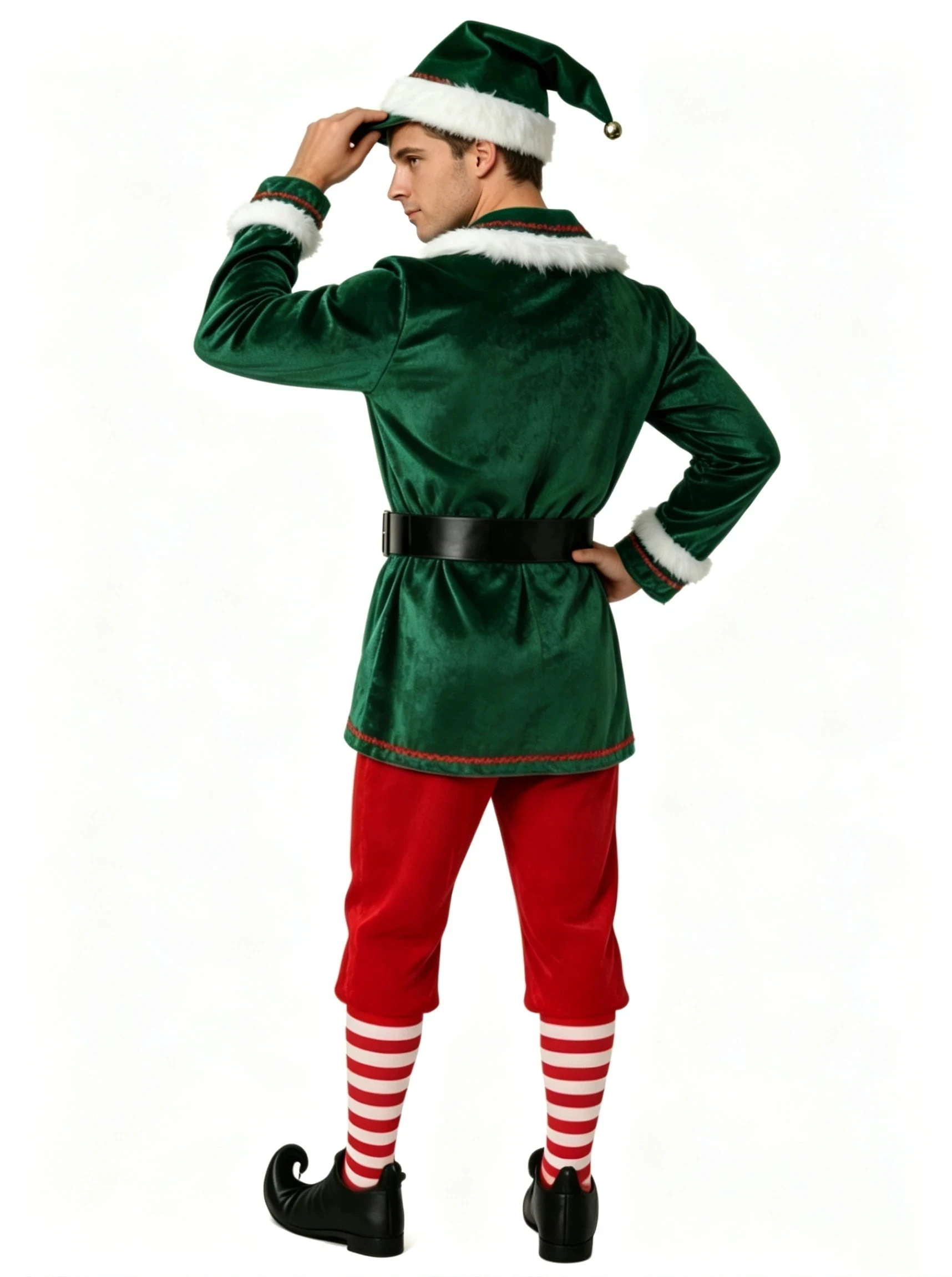 Niedliches Festliches Weihnachtselfen-Paar Kostüm für Feiertagsparty, Weihnachtskarneval, Event, Bar, Bühnenshow, Cosplay-Kostüm 2026 – Detail 7