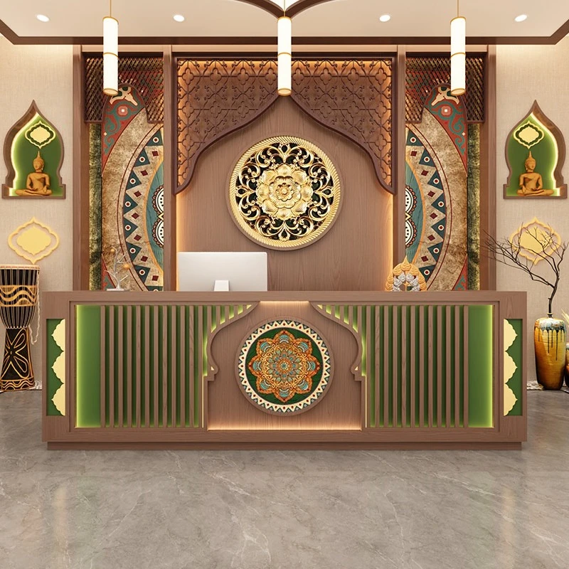 

Thai-style retro style reception counter studio health center front desk restaurant hotel mostrador tienda office furniture