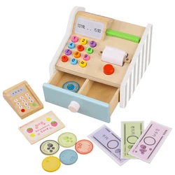 Wooden cash register Toys Children's Store Shopping Role-playing games children's simulation educational cosplay toys
