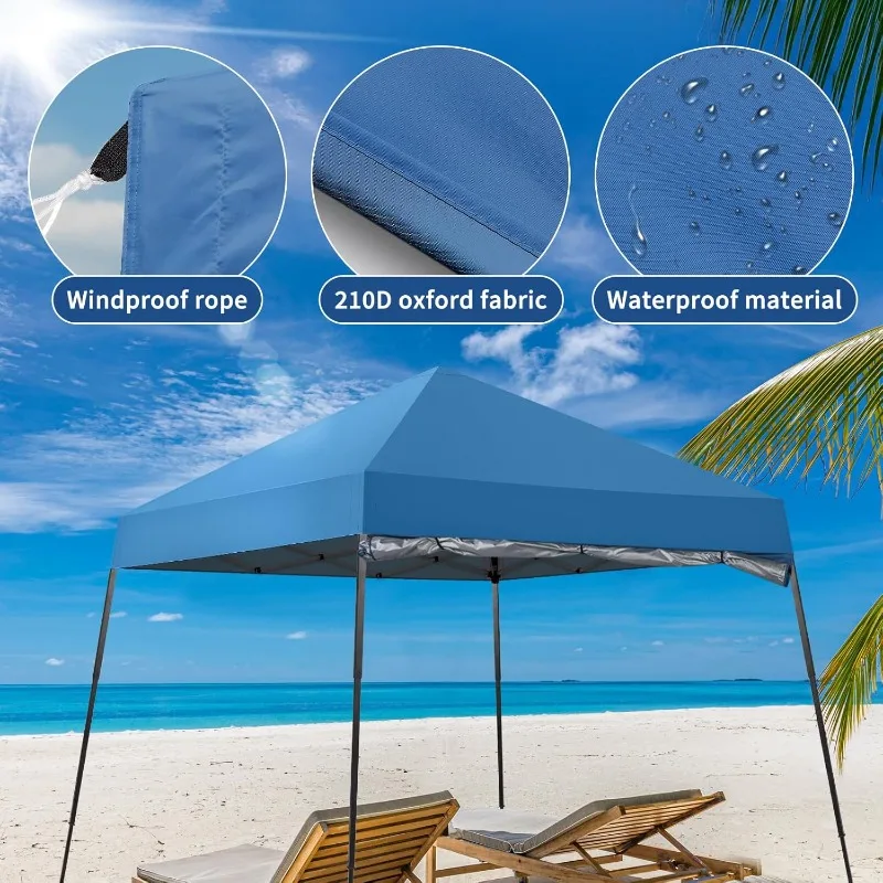 Tenda a baldacchino pop-up da 6'x6' Tenda gazebo istantanea commerciale, tenda a baldacchino impermeabile e con protezione UV con gambe inclinate e 1 pezzo si