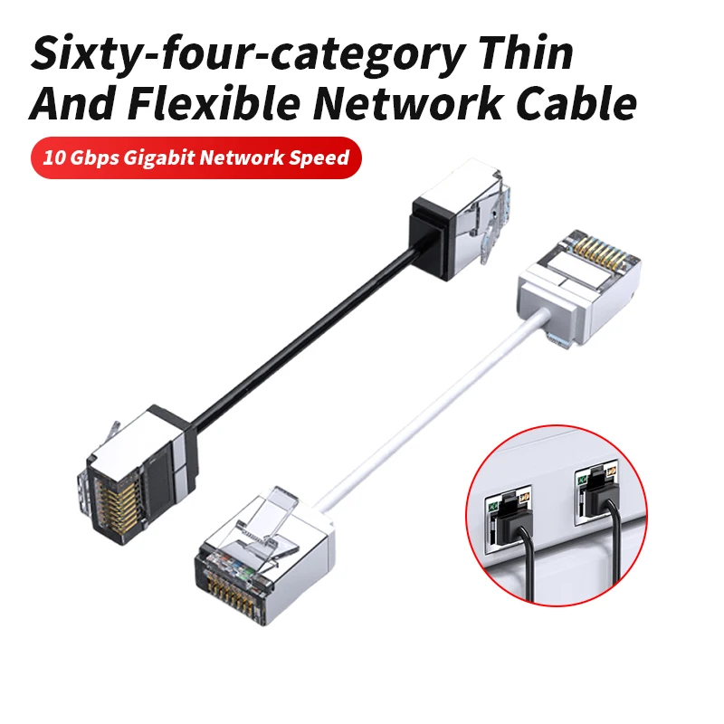 CAT6A RJ45 رقيقة كابل إيثرنت الترا قصيرة كريستال رئيس خط الشبكة 10 جيجابايت النطاق العريض راوتر الكمبيوتر صندوق خزانة المنزل سلك توصيل معزز