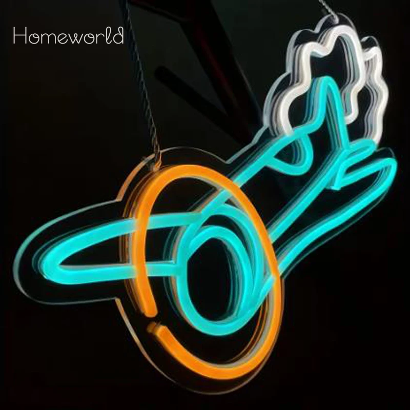 Airplane Neon Sign for Wall Decoration Neon Dimmable LED Neon Creative Night Light for Shop Birthday Party Bar Bedroom Decor