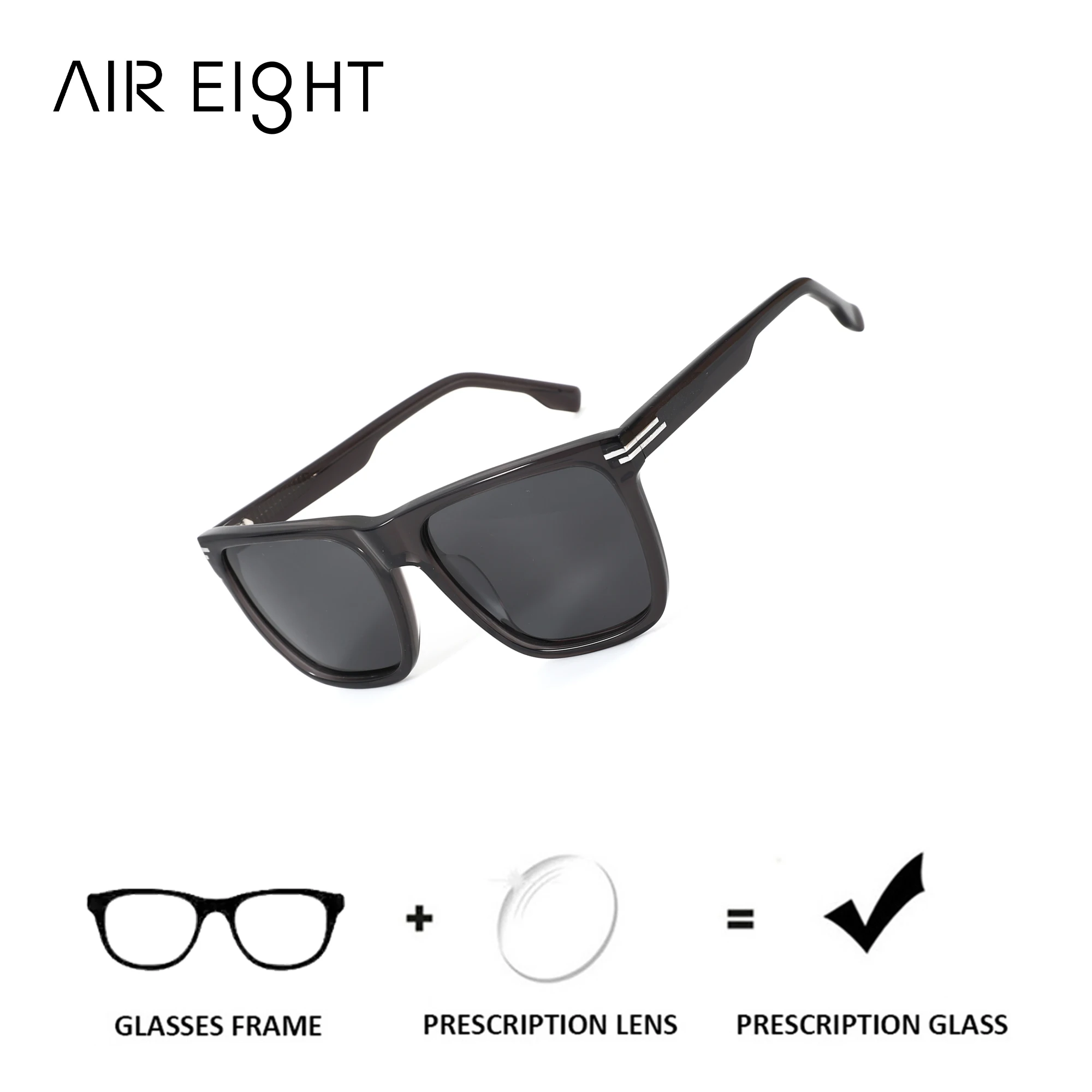 AIR EIGHT S Size Square Premium Acetate For Gentleman Prescription Sunglasses Polarized UV400 Progressive Business Glasses