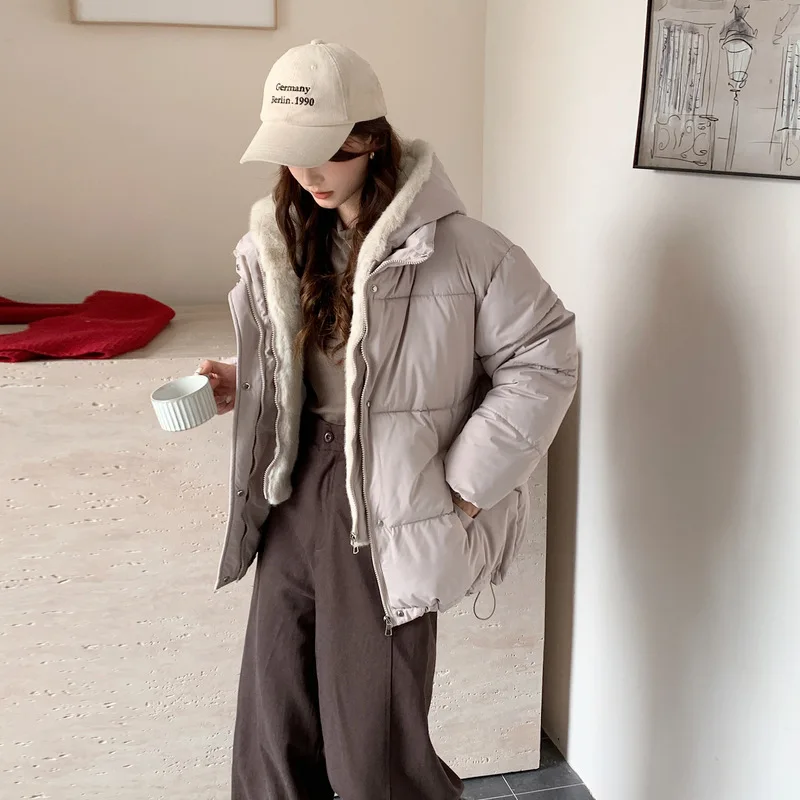 Parkas Women Short Coats Hooded Zipper Jackets Thick Warm Y2k Streetwear Elegant Jacket Work Coat Casual Autumn Winter 2025