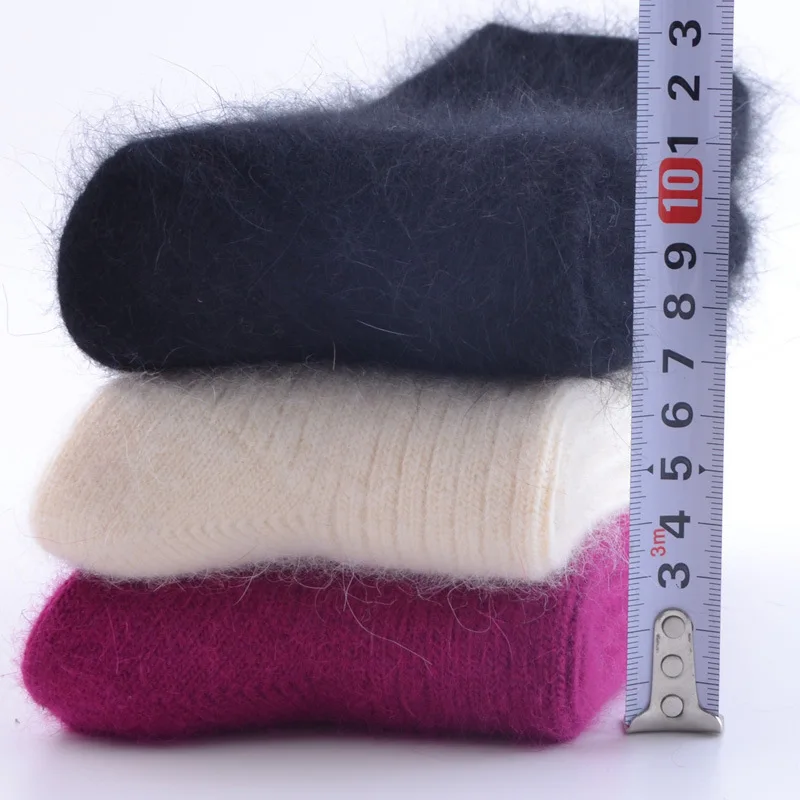 Autumn Winter Women's Candy Color High Content Wool Socks Ladies Soft Warm Wool Terry Socks Basic Sox Hose