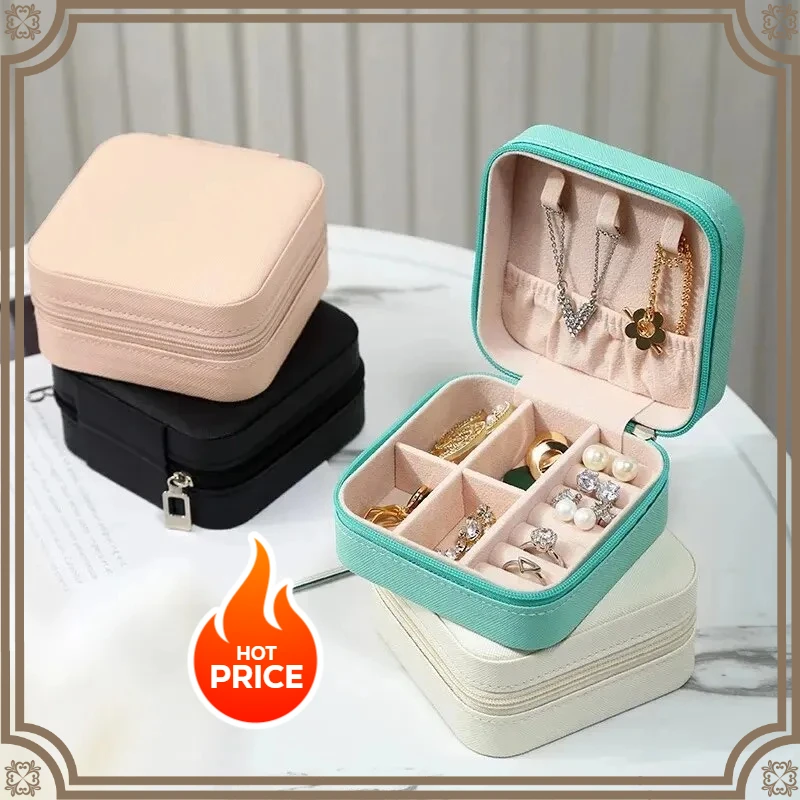 

New Portable Jewelry Storage Box Travel Jewelry Case Leather Organizer for Earrings, Necklaces Rings Jewelry Display and Storage
