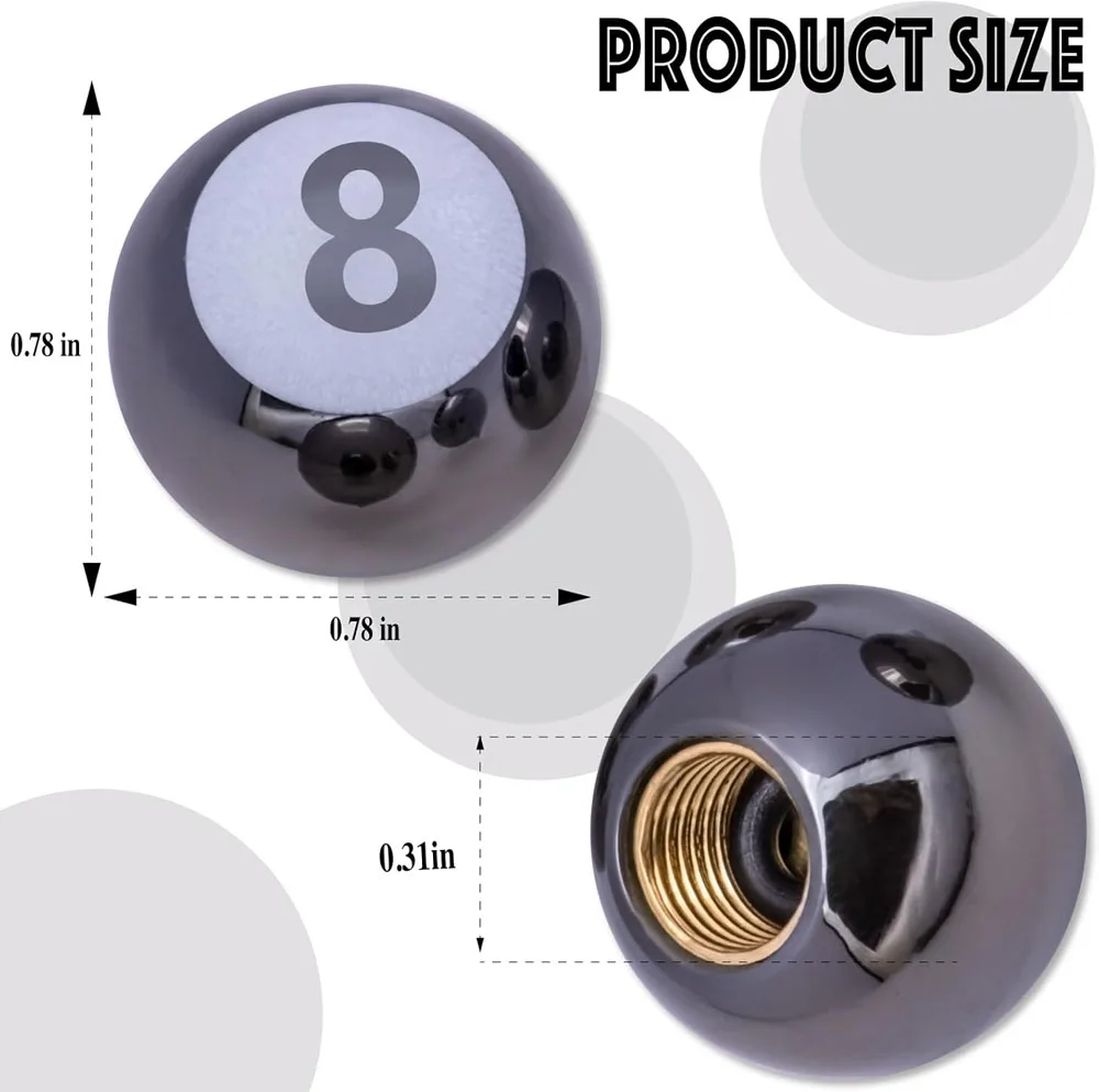 Copper Core Dustproof Tire Valve Stem Covers Pool 8 Ball Style Tire Valve Stem Caps  for Cars, SUV, Trucks, Bikes, Motorcycles
