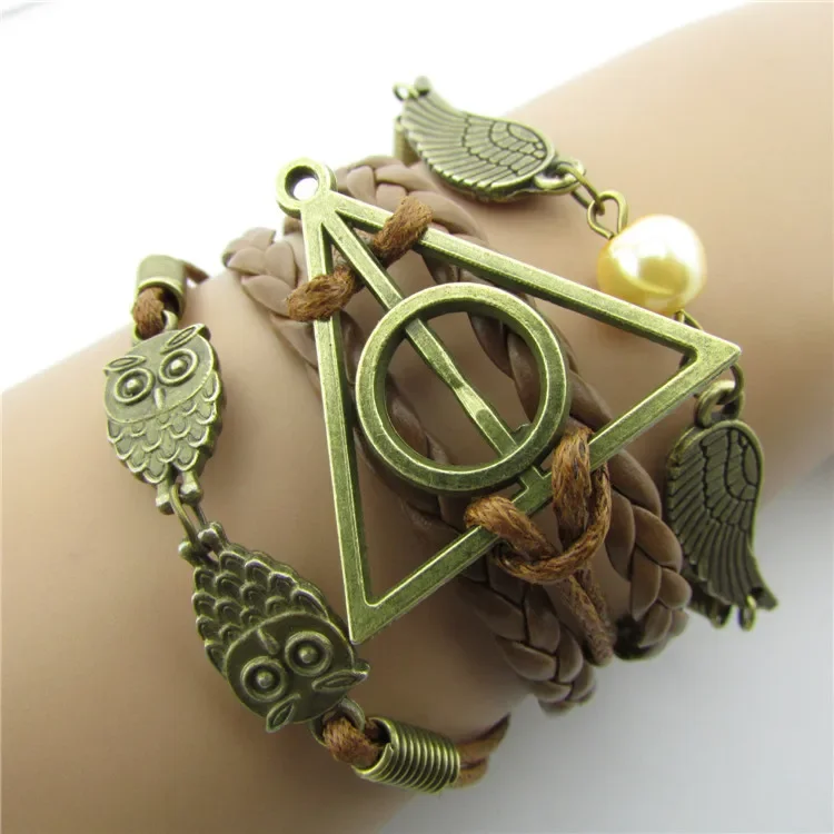 Retro Harries Potters Bracelet Peace Dove Owl Wax Thread Movie Peripherals Decorate Wristband Fashion Hip Hop Jewelry Gifts