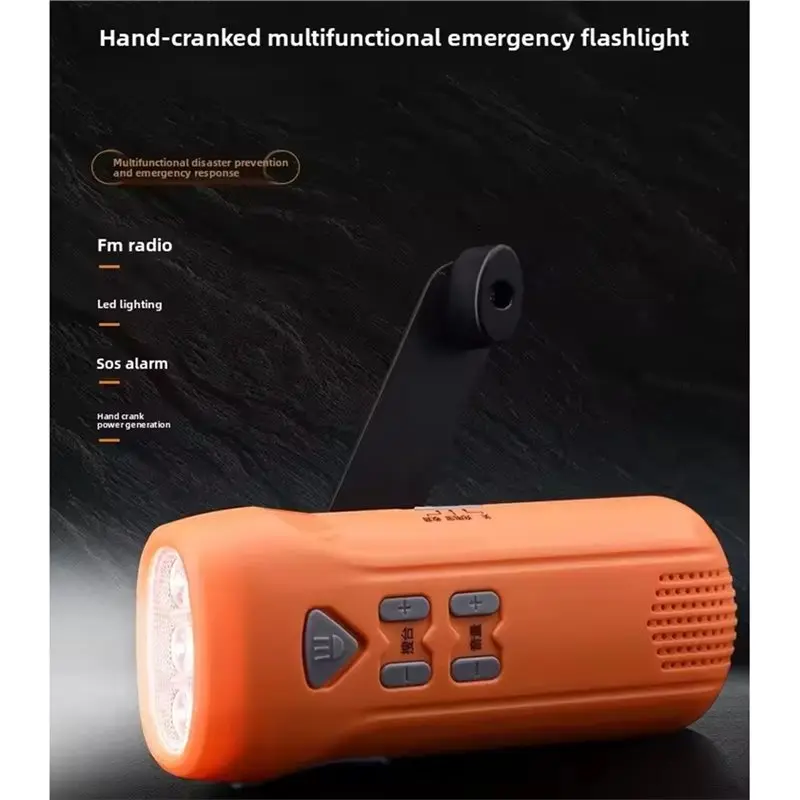 DT16 Multi-Function Hand Crank LED Flashlight Radio Emergency Outdoor Lighting for Camping Hiking Power Outage