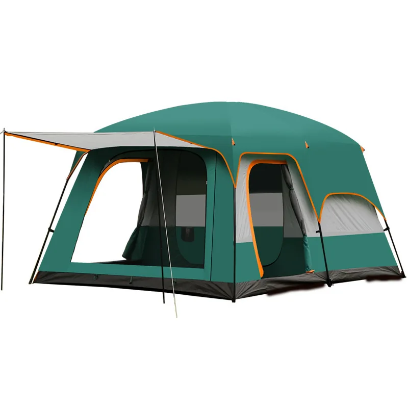 Large Family 2-Room Outdoor Camping Tent Silver Coated Oxford Fabric For Travel And Campfire