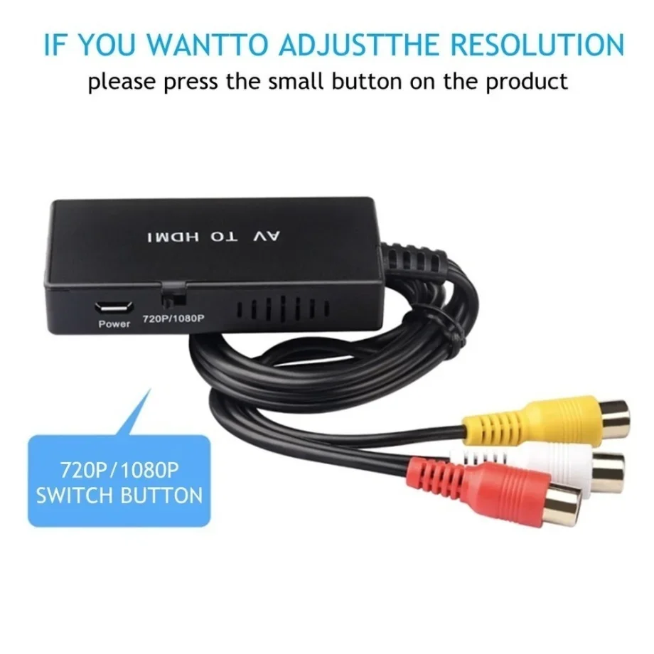 RCA to HDMI-compatible Audio Video Converter AV2HDMI-compatible Adapter Support 1080P PAL/NTSC With PS2 PS3 XBOX VHS Blu-Ray DVD